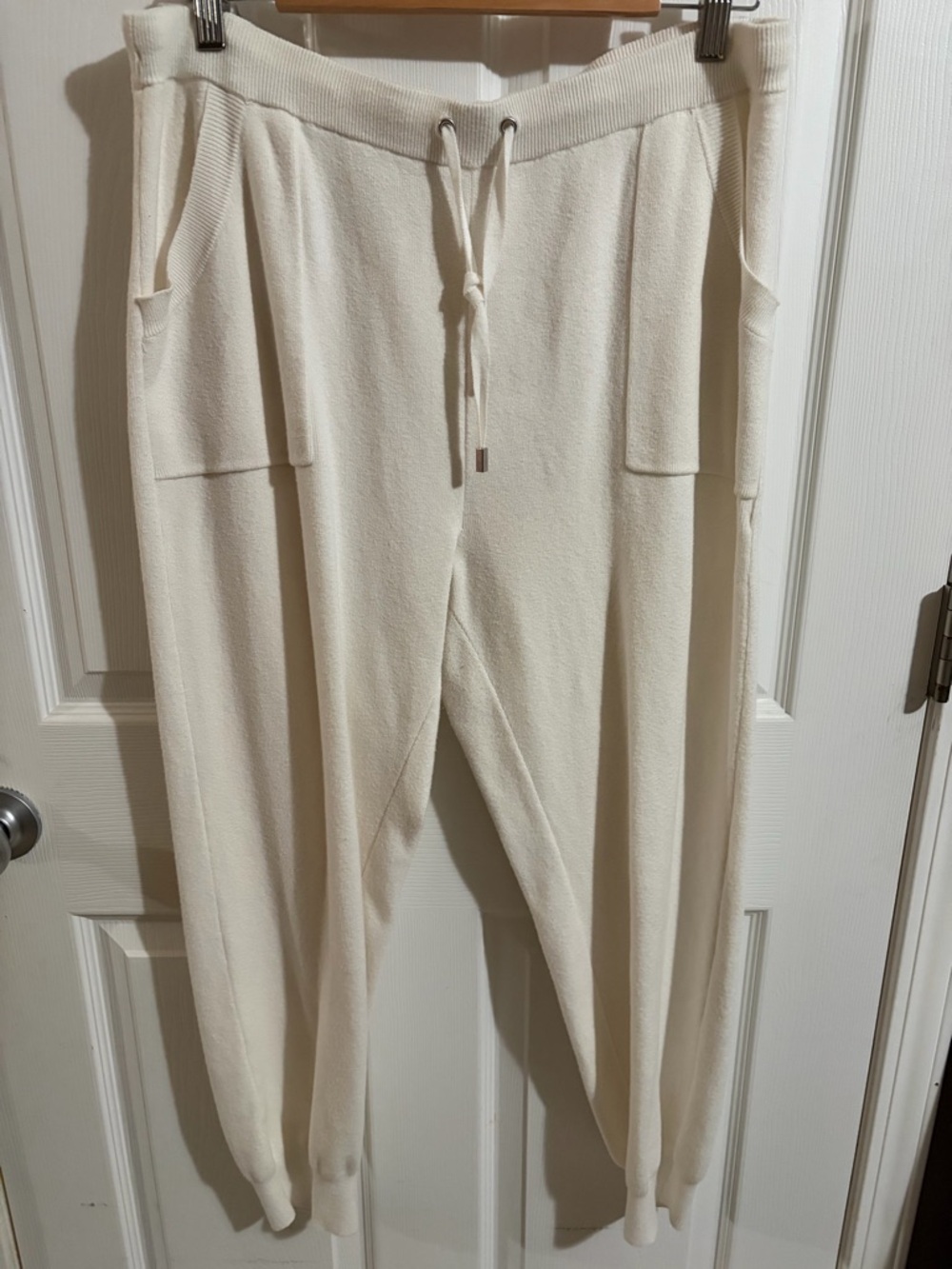 Chico's Cream Drawstring Knit Joggers